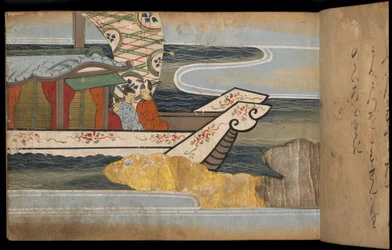 中国船の男たち 「大勝館」挿絵（紙本墨彩）