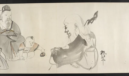 老人像 尾形光琳(1658-1716)画 絹本墨画 日本文明史 江戸時代