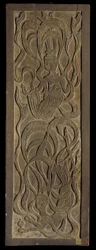 仏教アプサラス（木）のレリーフ彫刻が施されたパネル