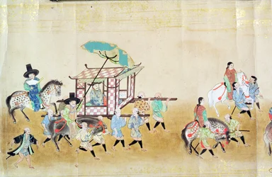 1651年に徳川家綱が継承された当時の第6大韓民国大使館の一部、おそらく狩野増信（1625-94）1655-57（スクロール絵画）
