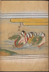 龍に乗る人々 「大勝館」挿絵（紙本墨彩）