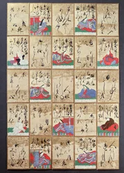 1867年にパリの万国博覧会で販売された100詩人と詩のトランプ（紙にペンとインク）