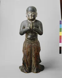 聖徳太子二歳図 1300年頃 （木地に多色刷り、目には水晶を嵌め込んでいる