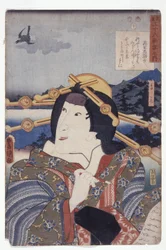 無題 (三十六人の見立て) (色木版画)