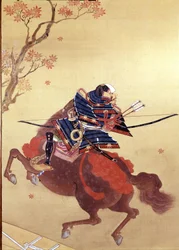 戦士ムネテ。土佐派の絹絵で、作者は森住千佳奈です。18世紀、キヨッソーネ美術館。ジュネス