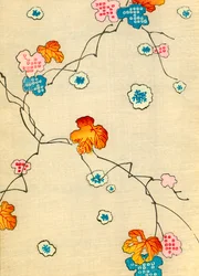 紅葉の木版画