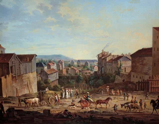 ナンシーのミコットの砦。 Jean Baptiste Claudot (1733-1805) による絵画、1801 年頃。 Jean Baptiste Claudot (1733-1805) の絵画