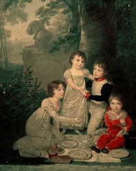 ジョアシャン・ミュラとカロリーヌ・ボナパルトの4人の子供たち（左から：レティツィア）