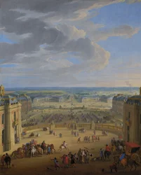 フランス語：Vue perspective du château de Versailles sur la place d