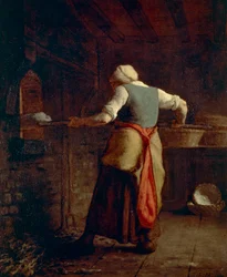 パンを焼く女、ジャン＝フランソワ・ミレー（1814-1875年）、55x46 cm。