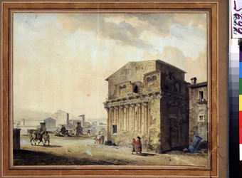Rome, the house of Pontius Pilate (10 BC-39 AD) (ローマ, the house of Pontius Pilate). Jean Francois Thomas de Thomon (1754-1813) の絵画。 紙に水彩、インク、36.7 x 46.6 cm