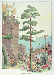 アルザスのメネルシュタインでのドルイド祭、「アルザスの歴史」のイラスト、1915年頃（カラーリソ）