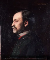フランスの化学者・生物学者、ルイ・パスツール（1822-1895）の肖像（ヘナー作、パスツール研究所所蔵）。