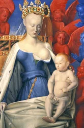 アニェス・ソレルとして描かれた、オコジョの外套をまとい授乳する聖母 - 細部 - （ジャン・フーケによる「アントウェルペンの聖母」に基づく、1452-1455年頃）