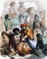 ワッハーブ派との戦いの最中、瀕死の兵士に祝福を与えるイブラヒム・パシャ（1789-1848）。