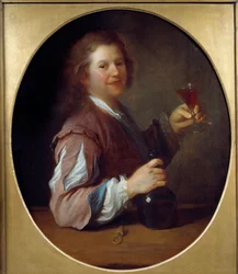 酒飲みの画家の肖像 ジャン・アレクシス・グリムー（1680-1740）の絵画 1724年 日1x0,85 m