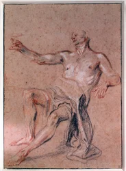 男の裸体 鉛筆画 ジャン・アントワーヌ・ワトー（1684-1721） 18世紀 パリ、ルーヴル美術館所蔵