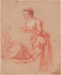 若い女性の2つの図の研究、c。 1716