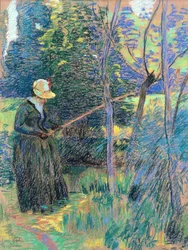 マダムギヨーマン釣り、1894年頃（パステル）