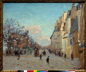 パリの駅の広場、雪の効果 ジャン・バティスト・アルマン・ギヨルミン（1841-1927）の絵画 19世紀 日光 0.5x0.61 m パリ、オルセー美術館