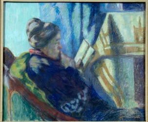 読書 椅子に座って本を読む老婆。ジャン・バティスト・アルマン・ギヨルミン（1841-1927）画 19世紀 メス、ボザール美術館蔵