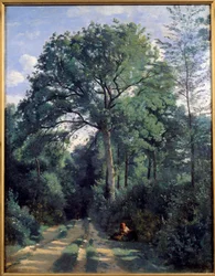 カミーユ・コロー（1796-1875）による絵画「アヴレイの街、馬車とともに森に入る」1924年 エディンバラ、ナショナル・ギャラリー