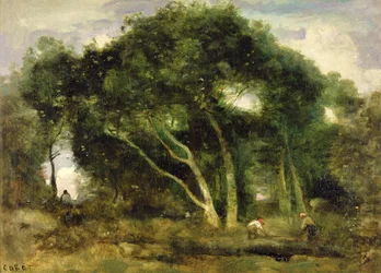 Fontainebleau：Chenes Inclines dans une Eclaircie de Foret、c.1830-40（キャンバスに油彩）