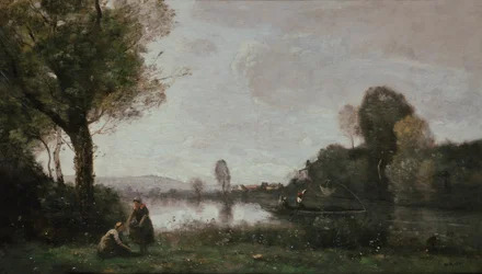 ドイツ語：Flußlandschaft (Die Seine bei Chatou) シャトゥ近郊のセーヌの風景