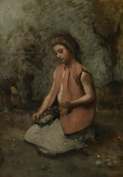 ガーランドを編む少女、1860-65年。