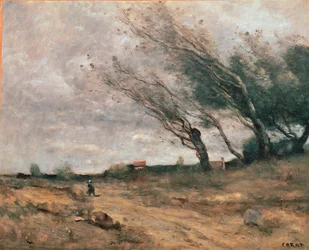 Le coup de vent ジャン＝バティスト＝カミーユ・コロー（1796-1875）による絵画 1854-1867年 ランス、ボザール美術館