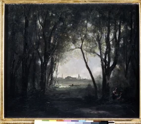 ""Paysage au lac" (湖のある風景) カミーユ・コロー作 (1796-1875) 1865-1873 Dim. 53x65.5 cm エルミタージュ美術館、サンクトペテルブルク (サンクトペテルブルク)