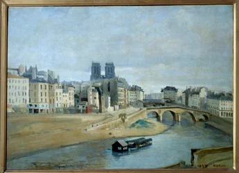 ケ・デ・シルバース」と「ポン・サン・ミッシェル」。パリの眺め。カミーユ・コロー（1796-1875）の絵画