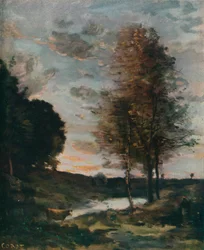 夕日、c1910