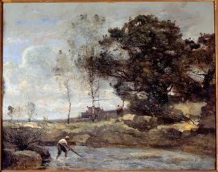ネットのリフト。カミーユ・コロー（1796-1875）の絵画