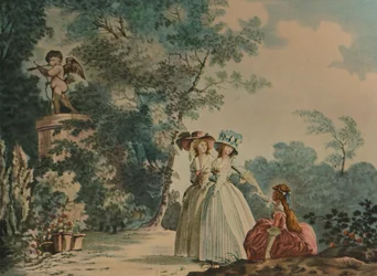 「Les Trois Soeurs Au Parc De Saint-Cloud」、Parc Saint-Cloudの3人の姉妹、c1790、1913