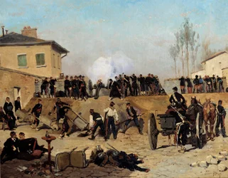 パリの包囲戦：「1870年9月19日のヴィルジュイフでの戦い」 エドゥアール・ディテール（1848-1912）による絵画 1870年 日。0,55x0,67 m パリ、オルセー美術館