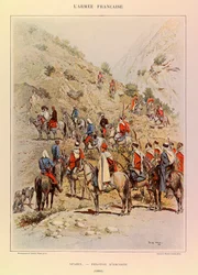 Edouard Detaille（1848-1912）が描いたジュール・リシャール大尉のフランス軍の種類と軍服。スパイス、1886年の護衛小隊、個人蔵