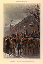Edouard Detaille（1848-1912）が描いたジュール・リシャール大尉のフランス軍の種類と軍服。キュイラッシェ。1886年、エリゼ宮での大使館のレセプション、個人蔵