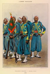 Edouard Detaille（1848-1912）が描いたジュール・リシャール大尉のフランス軍の種類と軍服。1886年、偉大な衣装を身にまとったネイティブ・ティライユ、プライベート・コレクション