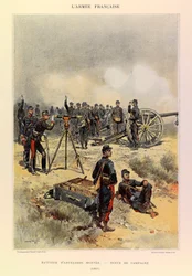 Edouard Detaille（1848-1912）が描いたジュール・リシャール大尉のフランス軍の種類と軍服。1887年、野戦服を着た砲兵隊、個人蔵