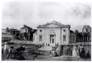 1896年にアーネストルルーが出版したET Hamyの「Le Museum d&39;Histoire Naturelle il ya un siecle」から1794年にパリのジャルダンデプラントの大円形闘技場