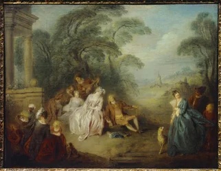 公園に集まった人々 ジャン・バティスト・ペーター（1695-1736）の絵画 18世紀