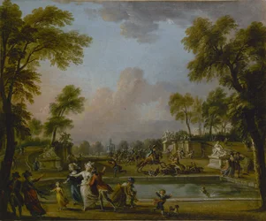 1789 年 7 月 12 日、力ずくでチュイルリー庭園に入るランベスク公。 1789年。