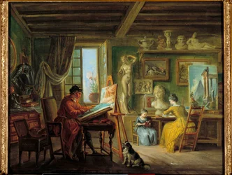 画家の仕事場 ジャン・バティスト・ラレマン（1710-1803）の絵画 18世紀 ディジョンの美術館