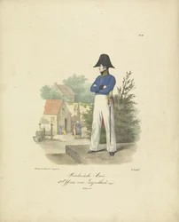 保健官、1820年～1825年 オランダ軍。 第一保健官 オランダ王国の軍服。 ウィレム・ヴァン・バイランド閣下に捧げる (オブジェクトのシリーズタイトル)