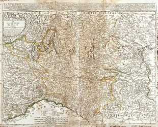 ロンバルディア(イタリア)の地図(エングレービング)