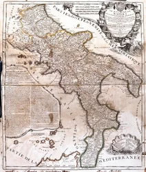 ナポリ王国（イタリア）の地図（エングレービング