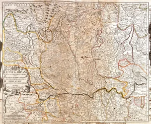 イタリア・ミラノ周辺地図（エングレービング