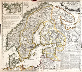 ノルウェー、スウェーデン、デンマーク王国の地図（エングレーヴィング