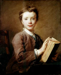 本を持つ少年、c1740。